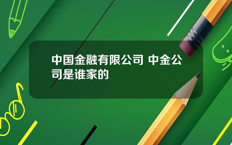 中国金融有限公司 中金公司是谁家的